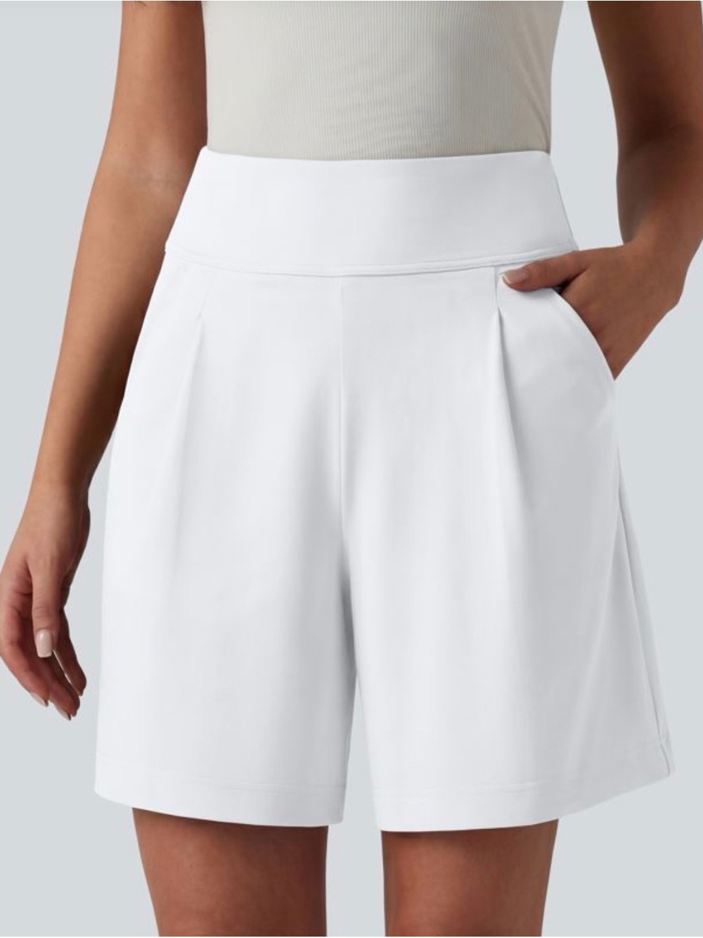Halara DayStretch High Waisted Work Baggy Bermuda Shorts 7'' with Pockets